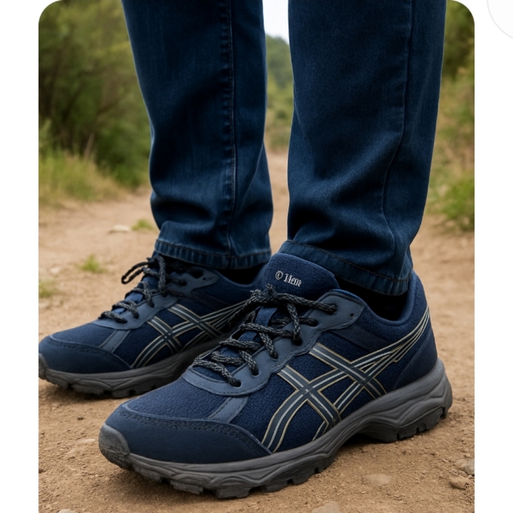 Oasis Ortholite  Men’s Athletic Trail Sneakers – Size 9, Navy & Gray